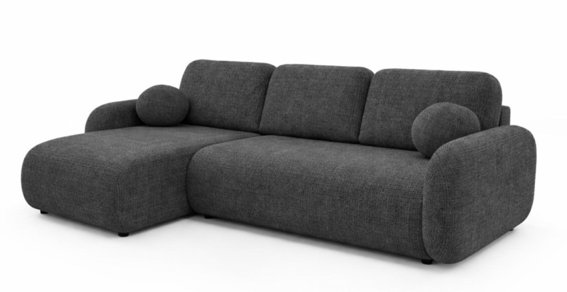 ECKSOFA Anthrazit KOMA Mit Schlaffunktion - Schwarz/Grau, Textil (228/147cm) - Sepro Meble