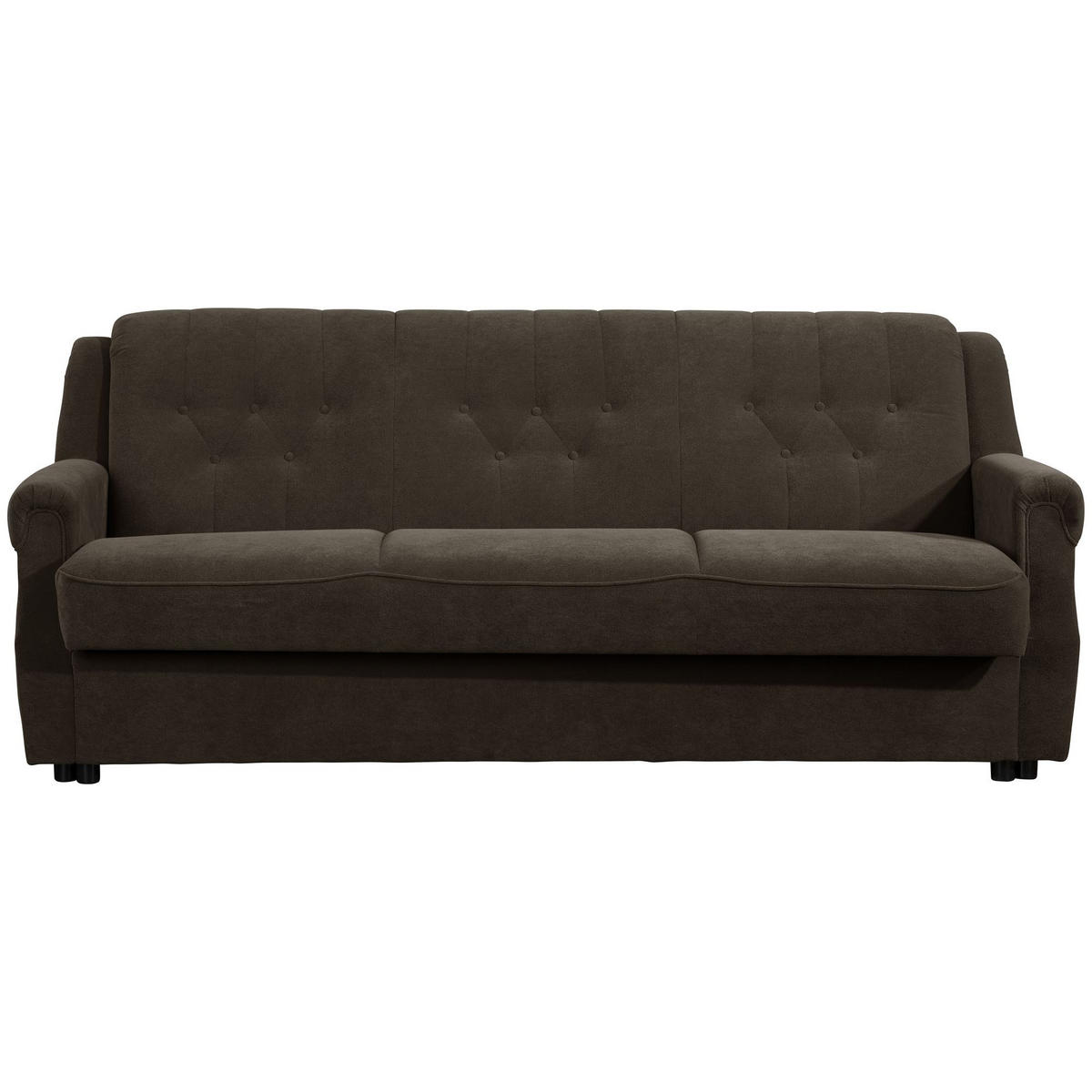 SOFA 3-Sitzer mit Bettfunktion Kaylyn Flockstoff braun - Braun, Kunststoff (83/89/207cm) - 58aufmkessel