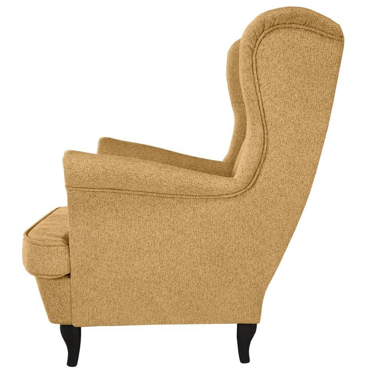 CHESTERFIELD-SESSEL Falco gelb mit Wenge Holzbeinen - Gelb, Holz/Textil (82/102/92cm) - Beautysofa