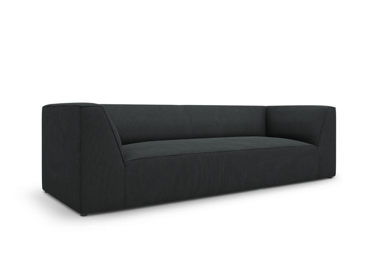 SOFA Ruby aus Cord schwarz 3 Sitzplätze - Schwarz, Textil (93/69/232cm) - Micadoni
