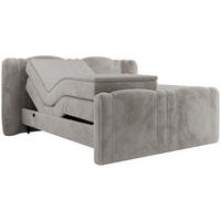 BOXBETT FORTINA 140/200 - Hellgrau Plüsch - H3 - Hellgrau, Holz/Textil (140/200cm) - MKS