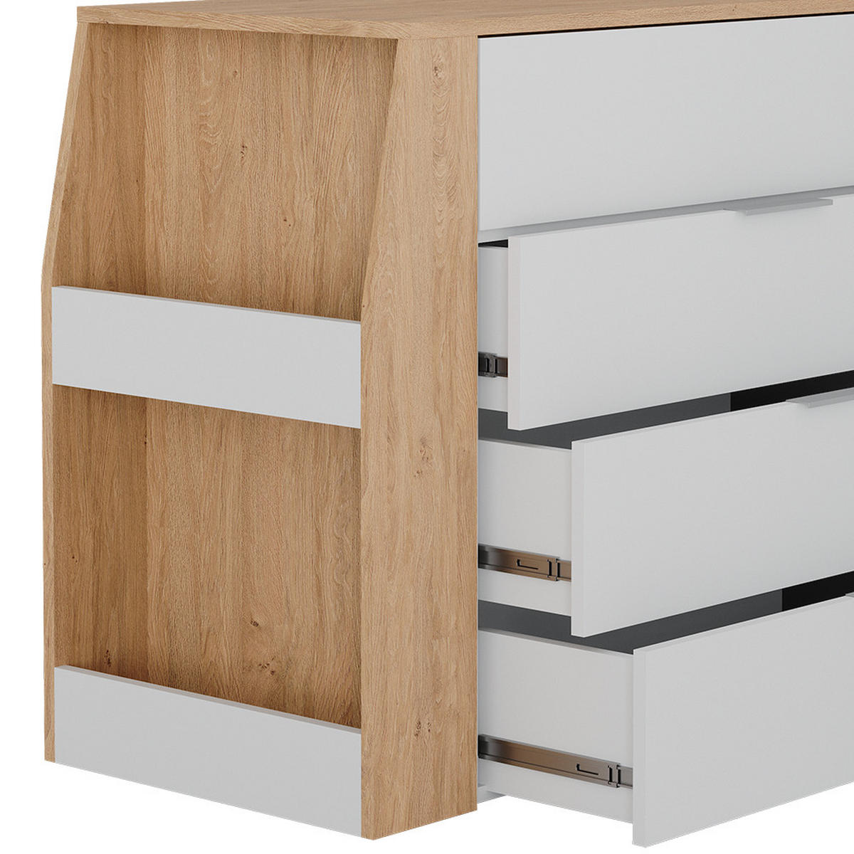 BASTELTISCH Iva Weiß 95.5 x 80 cm ausklappbar, 4 Schubladen - Weiß, Holzwerkstoff (47/95.5/80cm) - Vicco