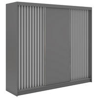 SCHWEBETÜRENSCHRANK mit Lamellen LUMOS - 240 - Grau und Weiß - Alufarben/Weiß, Holzwerkstoff/Metall (240/216/61cm) - MKS
