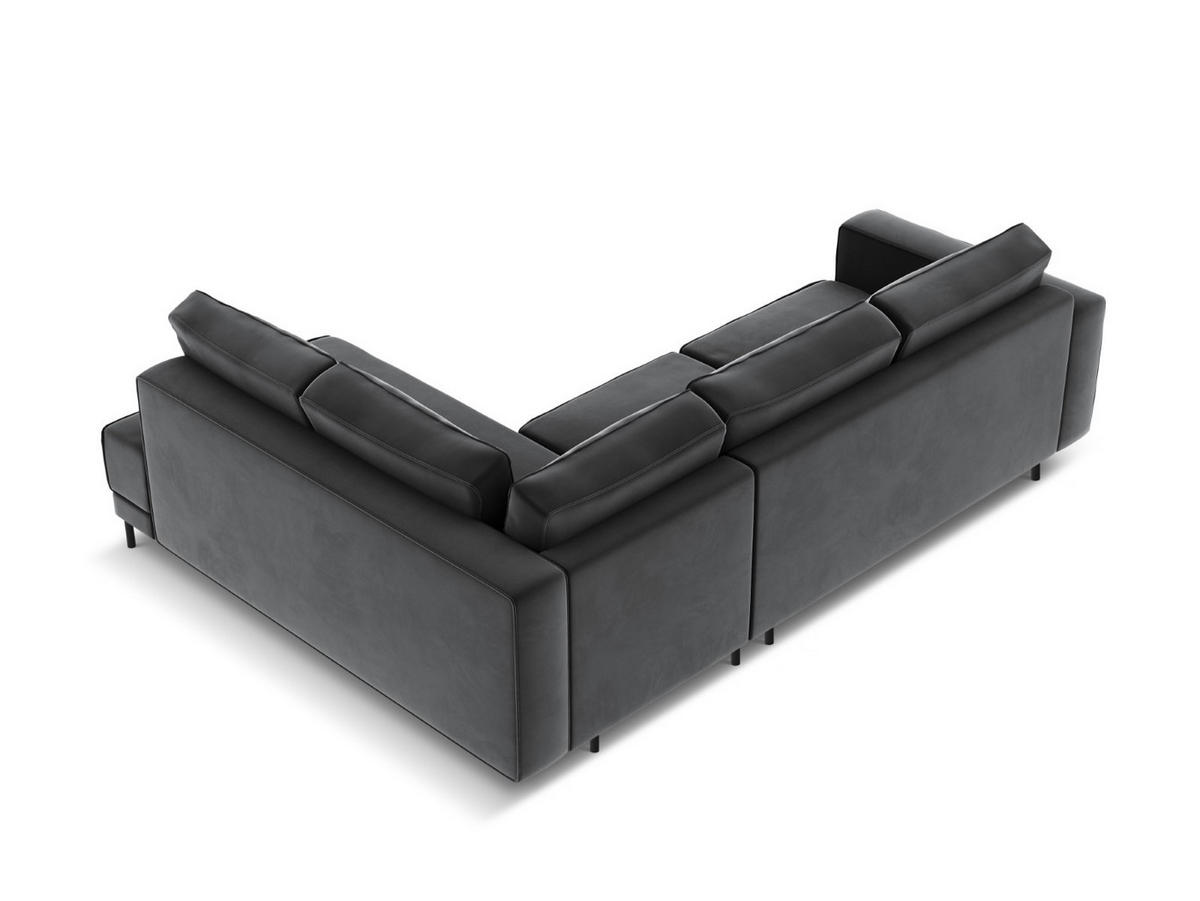 AUSKLAPPBARES-ECKSOFA rechts Caro aus Samt grau 5 Sitzplätze - Grau, Textil (187/247cm) - Micadoni