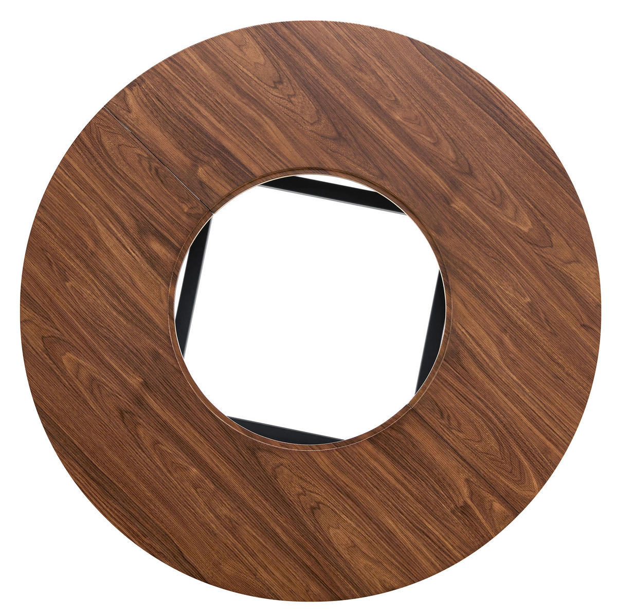 ESSTISCH rund 100 cm in Braun/Schwarz mit Glasintarsie und Ablage - Braun, Holzwerkstoff (100/100/76cm) - Flora Grace