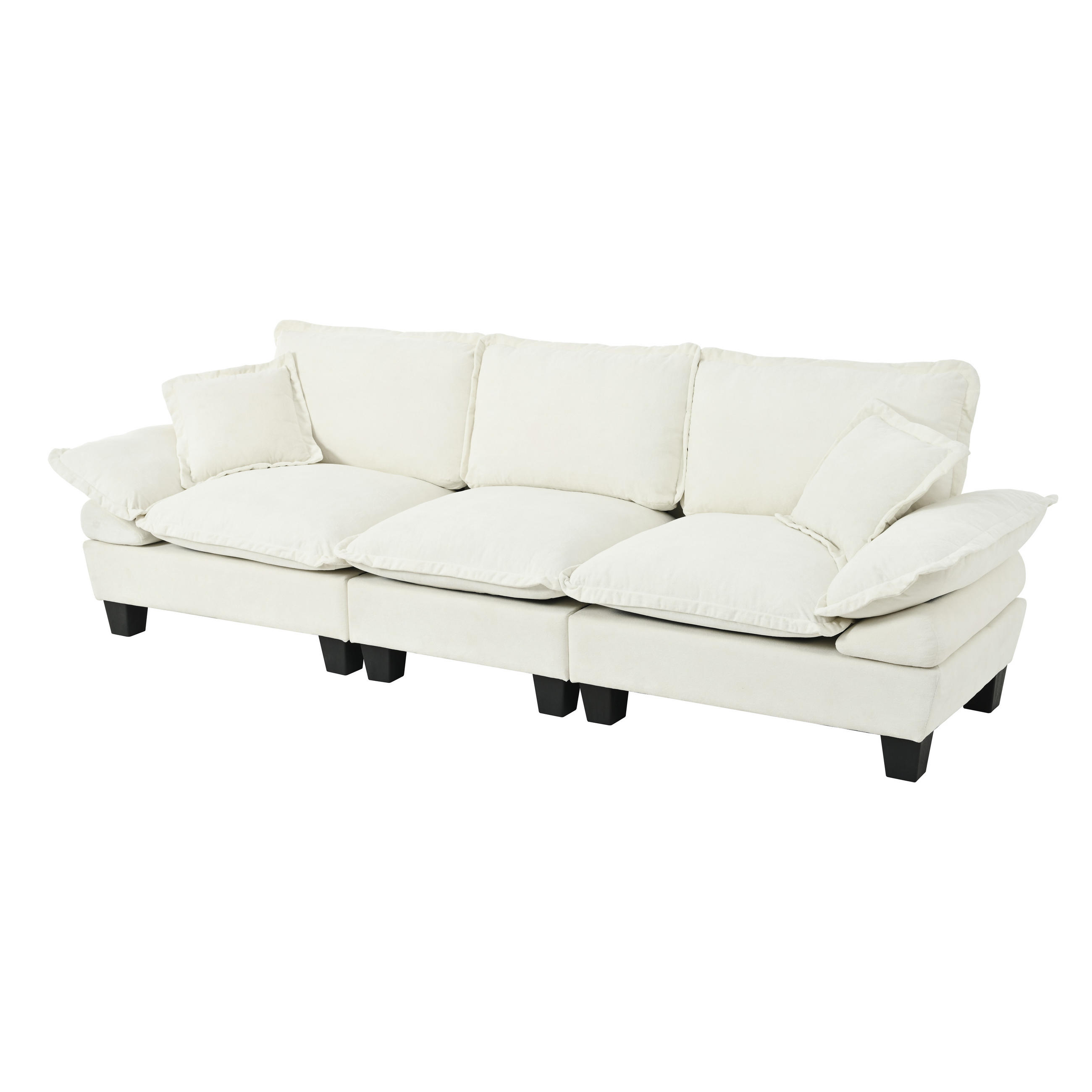 SOFA 3-Sitzer aus Chenille 264x85x90 cm mit abnehmbaren Armlehnen, beige - Beige, Textil (85/90/264cm) - Luhomfu