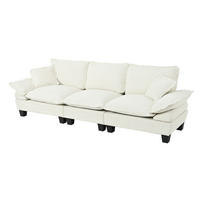 SOFA 3-Sitzer aus Chenille 264x85x90 cm mit abnehmbaren Armlehnen, beige - Beige, Textil (85/90/264cm) - Luhomfu