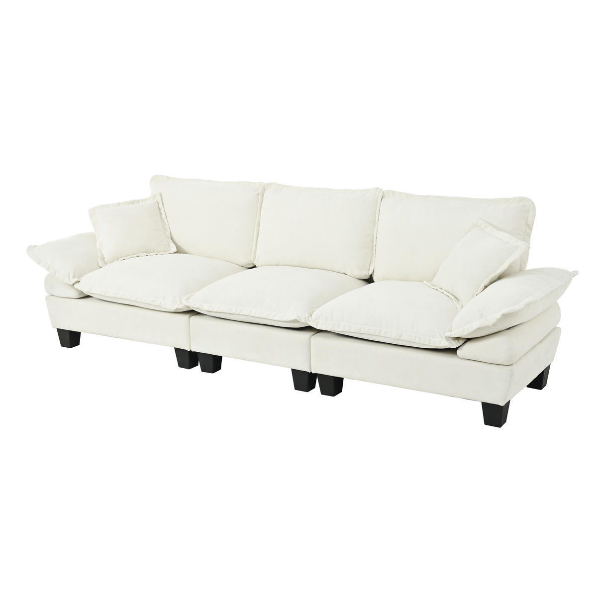 ECKSOFA 264/85/90 cm Beige mit gebogenen Armlehnen - Beige, Textil (263/82cm) - Oxeza