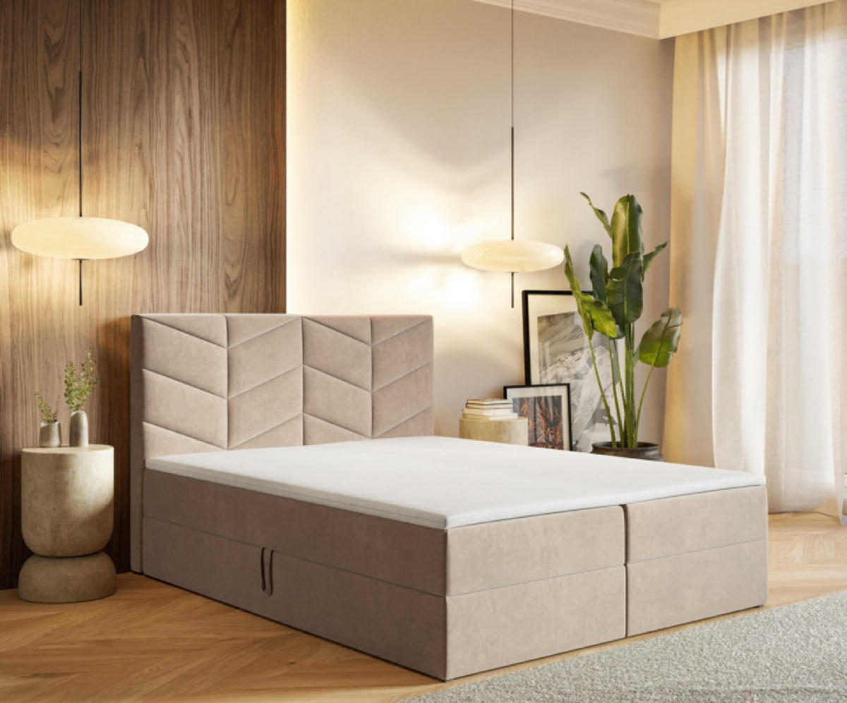 BETT Beige G3 Mit Bettkasten 160x200 cm - Beige, Textil (160/200cm) - Sepro Meble