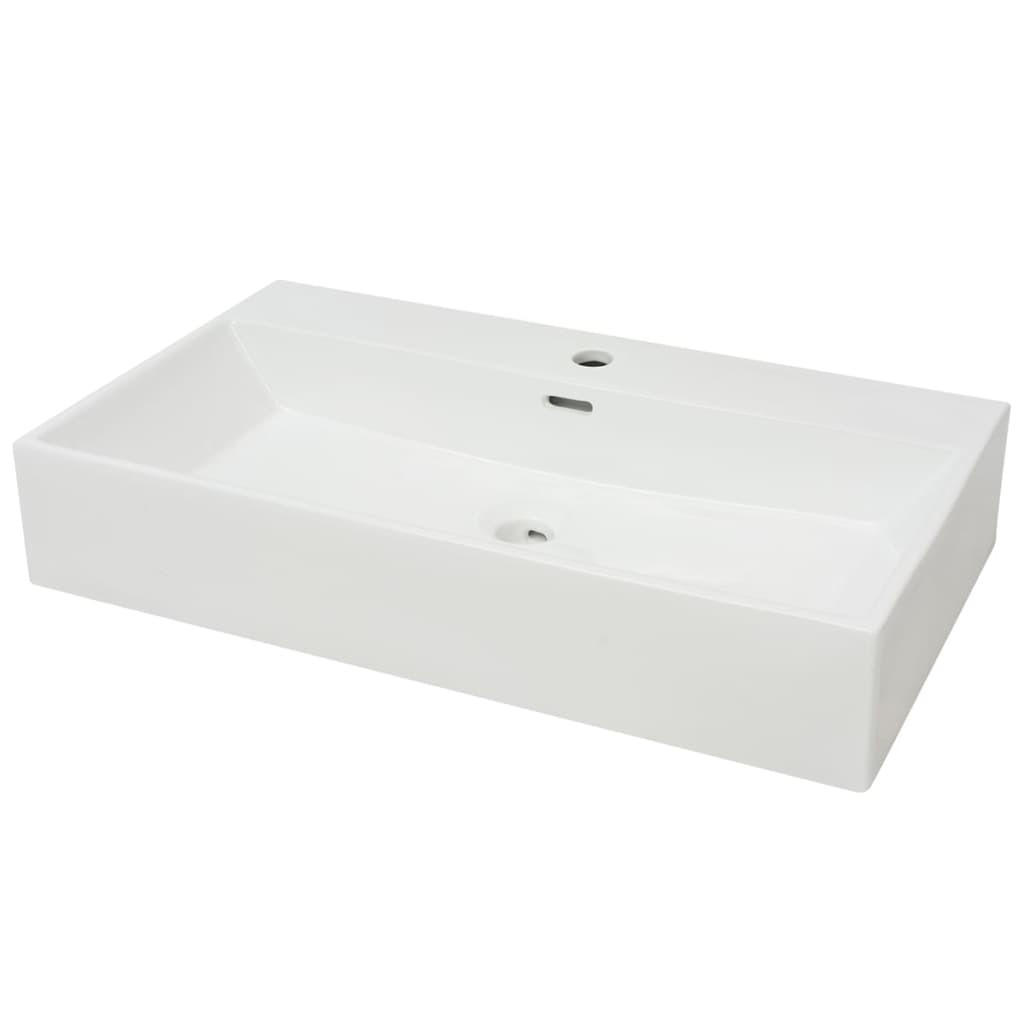 WASCHBECKEN Kutzer 76/42.5/14.5 cm - Weiß, Keramik (76/14.5/42.5cm) - Nettlife