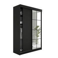 SCHIEBETÜRENSCHRANK LAMARO - 138x205x59 - Schwarz - Schwarz, Holzwerkstoff (138/205/59cm) - Kier Furniture