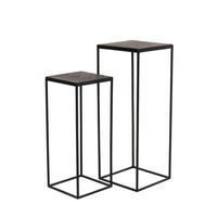 BEISTELLTISCH CHISA 2er Set, Mangoholz, Braun-Schwarz - Braun, Holz (38/38/100cm) - Light & Living