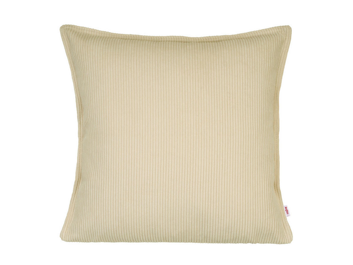 KISSENHÜLLE HYggelig No.1 kreide-beige Cord-Samt 50/50 cm - Beige, Textil (50/50cm) - beties Heimtextil