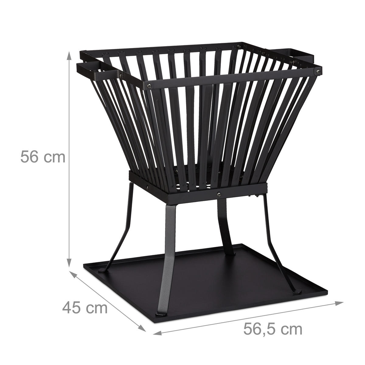 FEUERKORB - Schwarz, Kunststoff/Metall (56.5/56/45cm) - Relaxdays