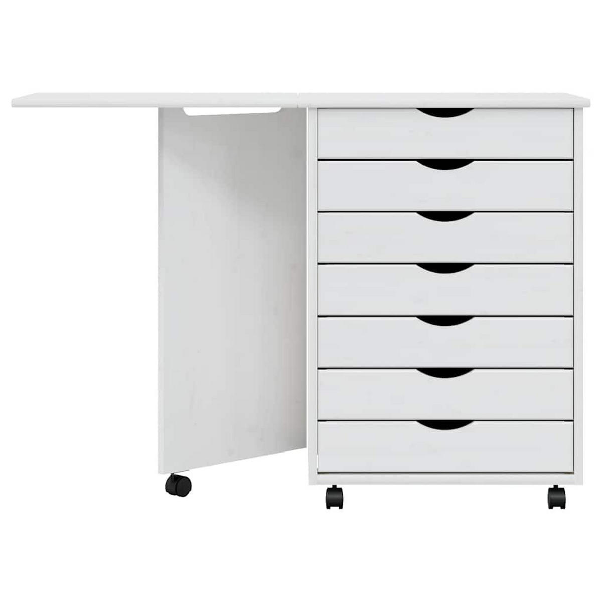 ROLLSCHRANK Mit Schreibtisch Moss Weiss Massivholz Kiefer - Weiß, Holz (105.5/39/74.5cm) - vidaXL