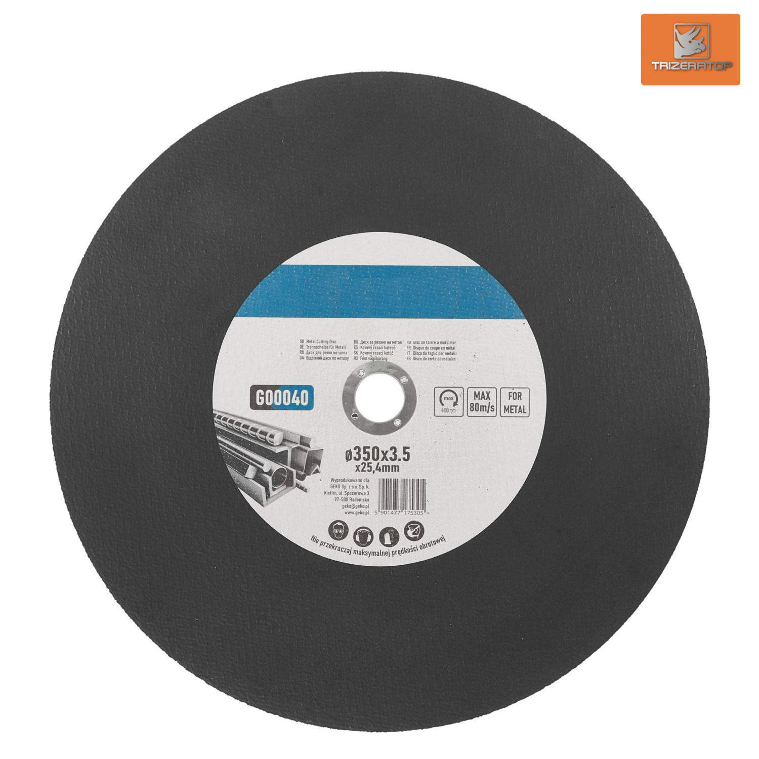 TRENNSCHEIBE 350 x 3,5 x 25,4 mm für Stahl - Schwarz, Kunststoff (39/37/1cm) - TRIZERATOP