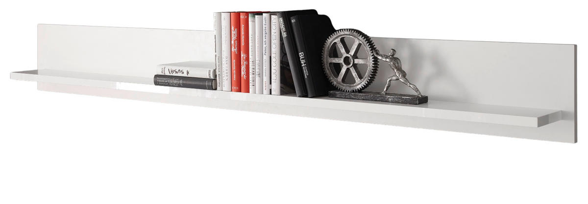 WANDBOARD weiß Hochglanz, Wandregal 184 cm - Weiß, Holzwerkstoff/Metall (184/22/15cm) - Furn.Design