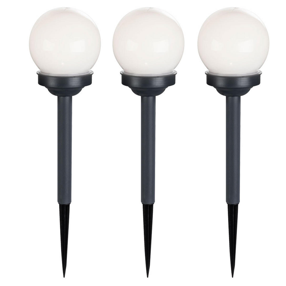 LED AUSSENLEUCHTE Solarleuchten Weiß 3er Set - Weiß, Kunststoff (10/10/39cm) - Globo Lighting