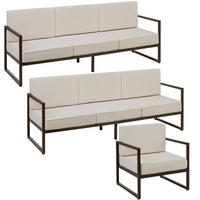 GARTEN-LOUNGESET Comosa,höhenverstellbare Füße,braun/beige - Beige/Braun, Kunststoff - tectake