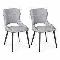 ESSSTUHL 2er-Set mit Chenillebezug Grau - Grau, Metall (40/86/43cm) - MIVRAY