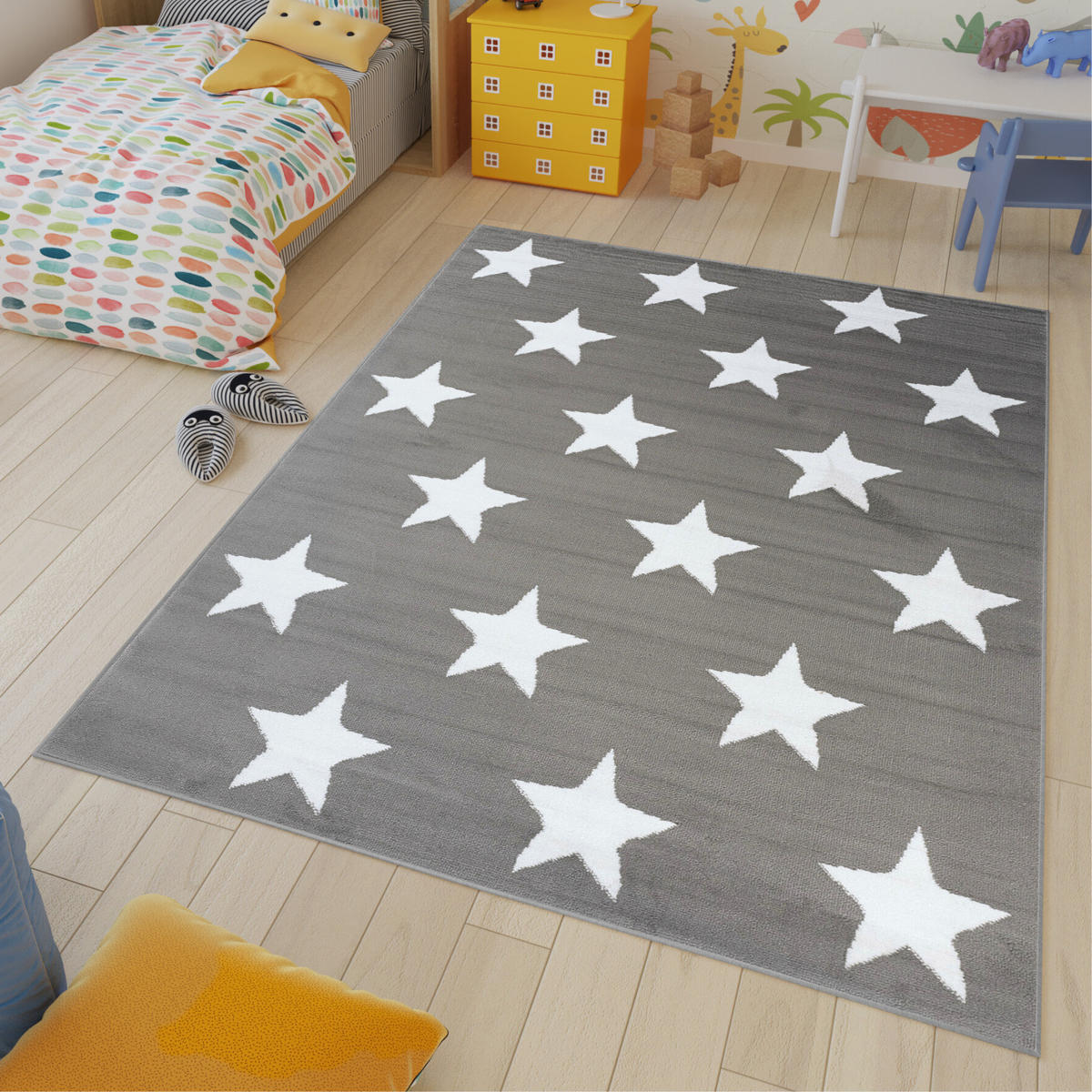 TEPPICH LUXURY Grau Geometrisch Sterne 200/300 cm - Grau, Textil (200/300cm) - Tapiso