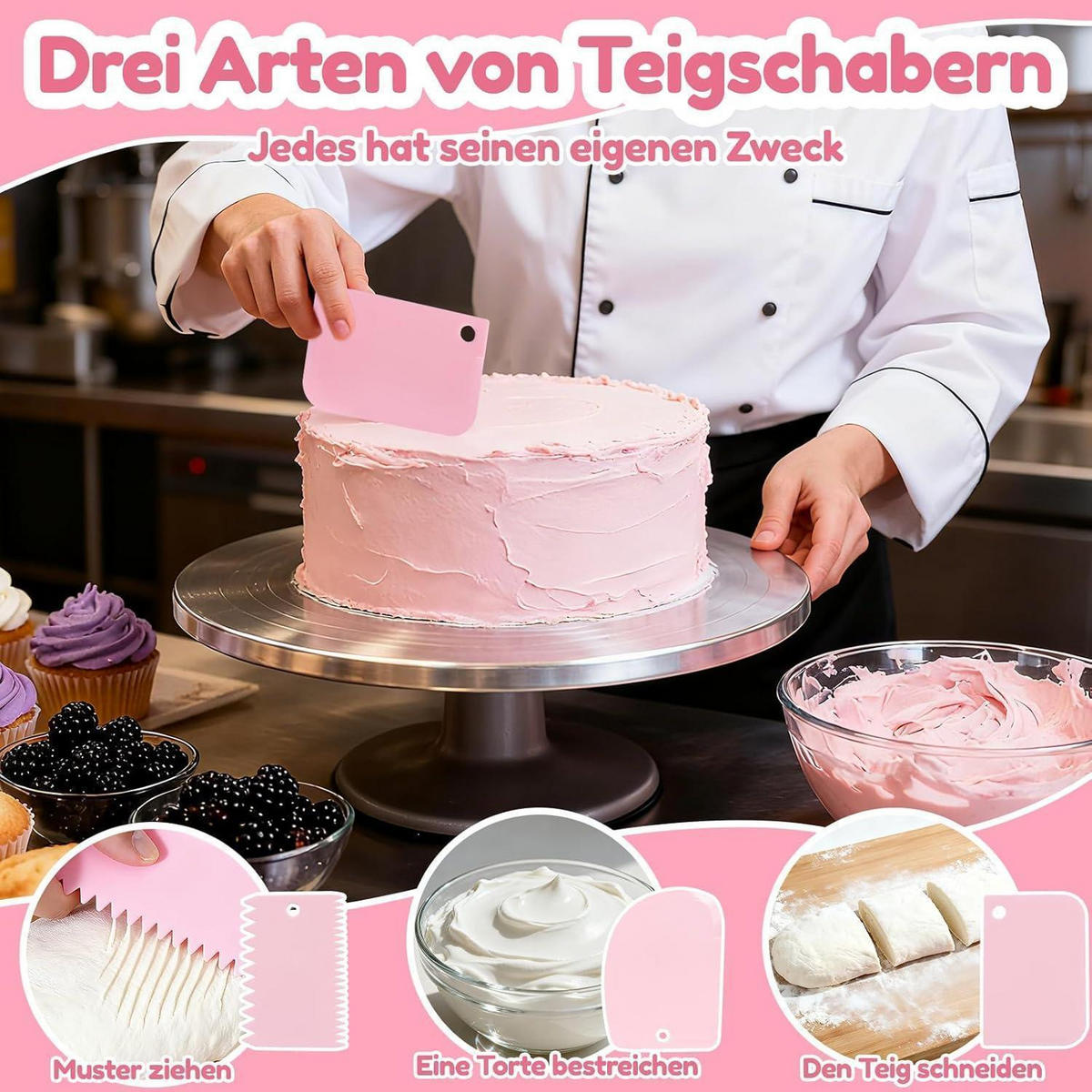 SPRITZBEUTEL Set 30-teilig mit Edelstahl-Tüllen - Pink, Kunststoff (17/2/39.5cm)