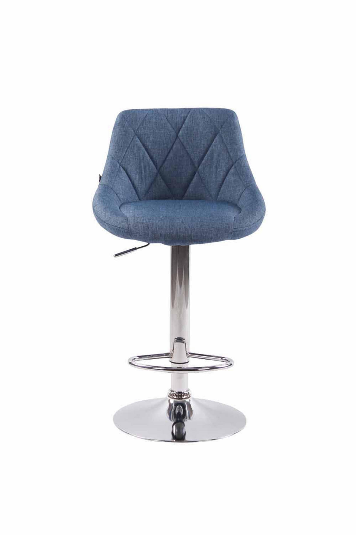BARHOCKER 2er Set Stoff blau - Chromfarben/Blau, Textil/Metall (46/83/49cm) - CLP