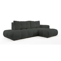 ECKSOFA L Form Hosio Dunkelgrau 286/177/88 cm Rechts mit Schlaffunktion - Dunkelgrau/Schwarz, Kunststoff/Textil (286/177cm) - AX Living