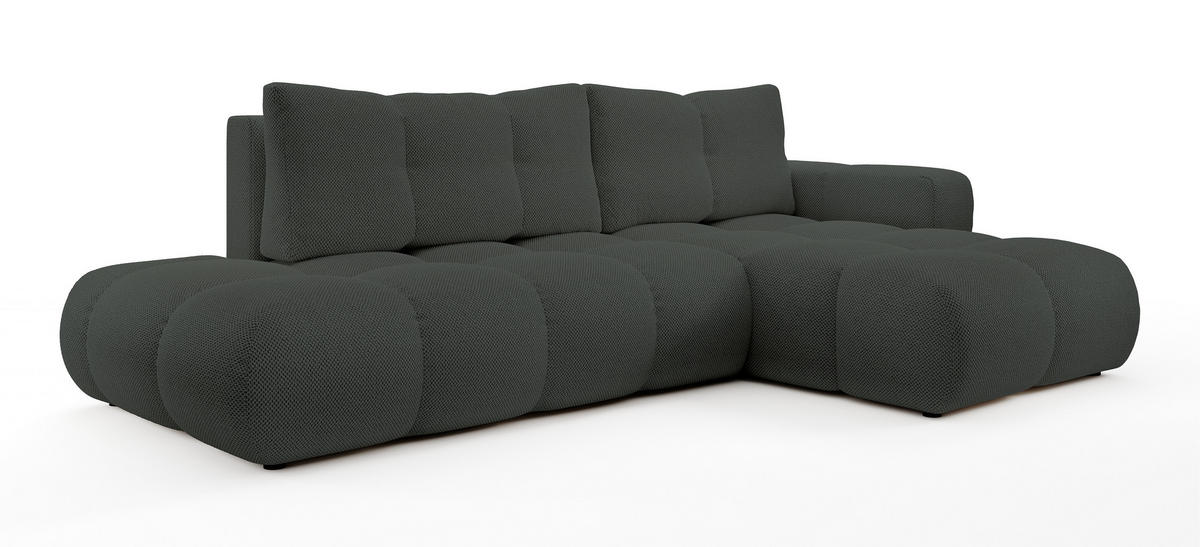 ECKSOFA L Form Hosio Dunkelgrau 286/177/88 cm Rechts mit Schlaffunktion - Dunkelgrau/Schwarz, Kunststoff/Textil (286/177cm) - AX Living