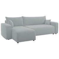 ECKSOFA Pianoni Hellgrau Bouclé-Bezug - Hellgrau/Schwarz, Kunststoff/Textil (244/140cm) - Selsey