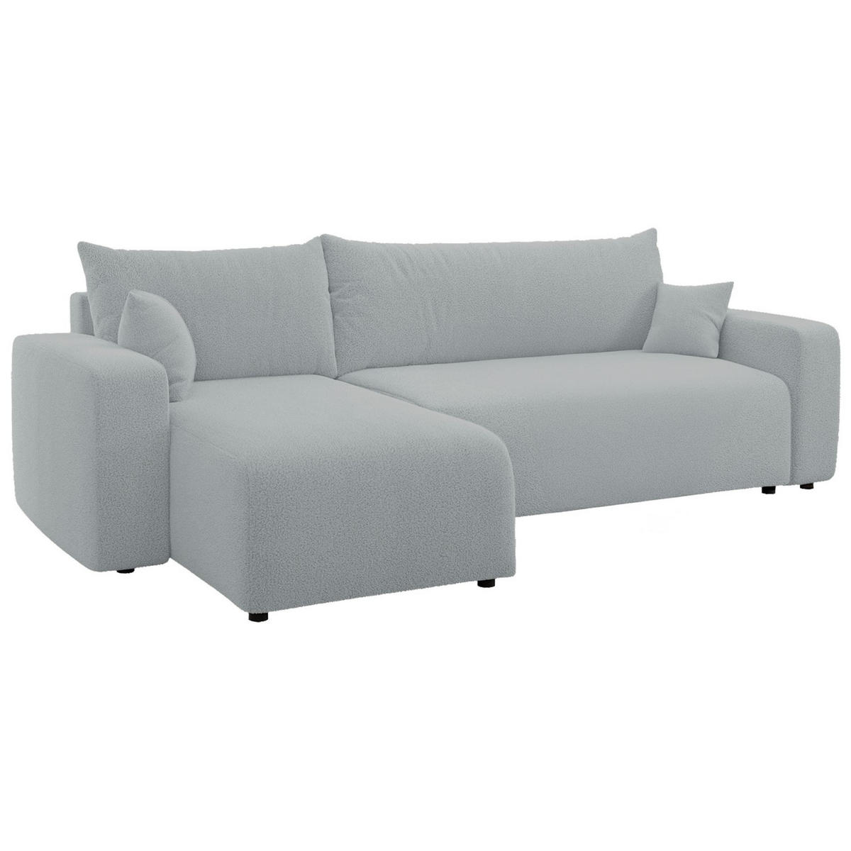 ECKSOFA Pianoni Hellgrau Bouclé-Bezug - Hellgrau/Schwarz, Kunststoff/Textil (244/140cm) - Selsey