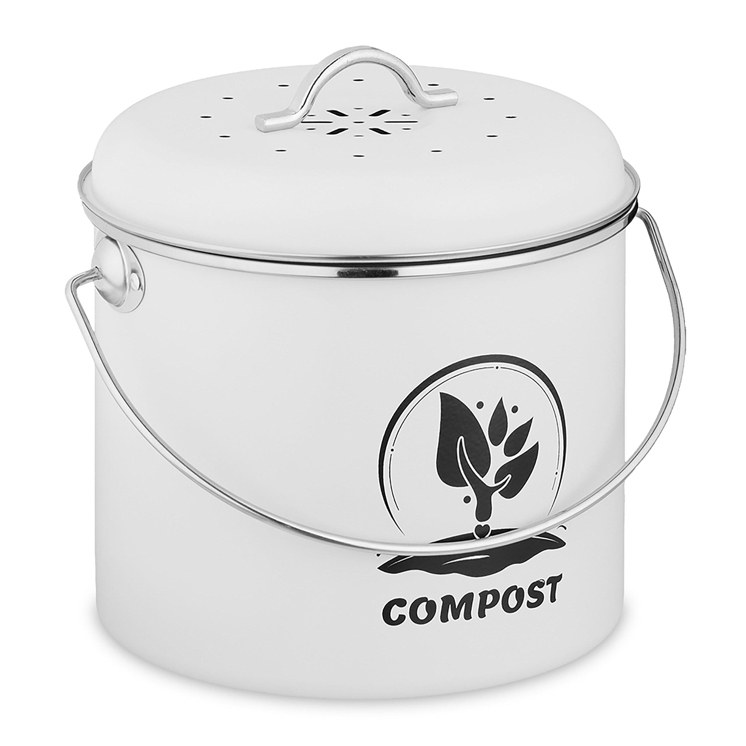 KUCHYNSKÝ kompostér - biela, kov/textil (22/20/19cm) - Relaxdays