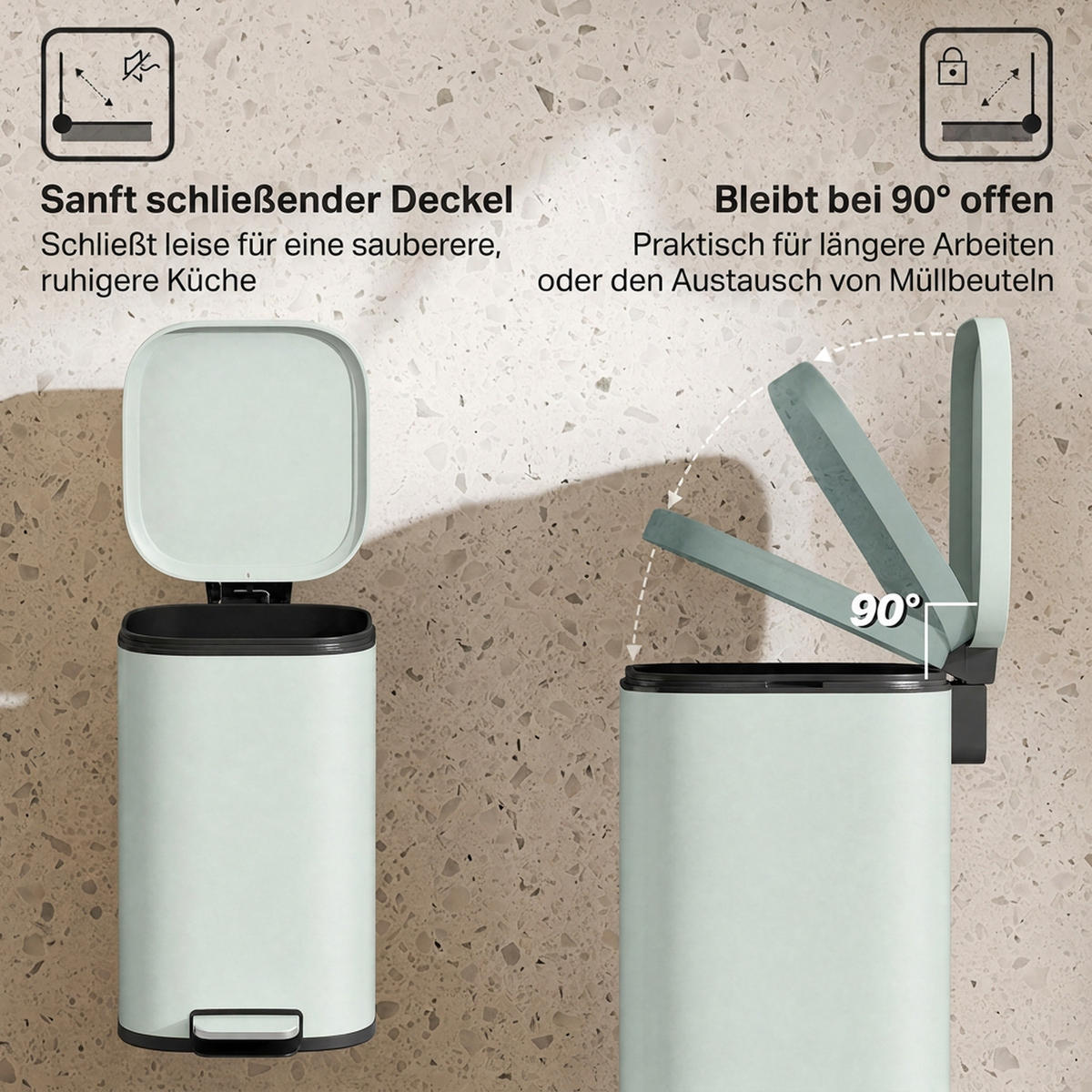 MÜLLEIMER Grün 36.0/29.0/59.5 cm - Grün, Metall (29/59.5/36cm) - HOMCOM