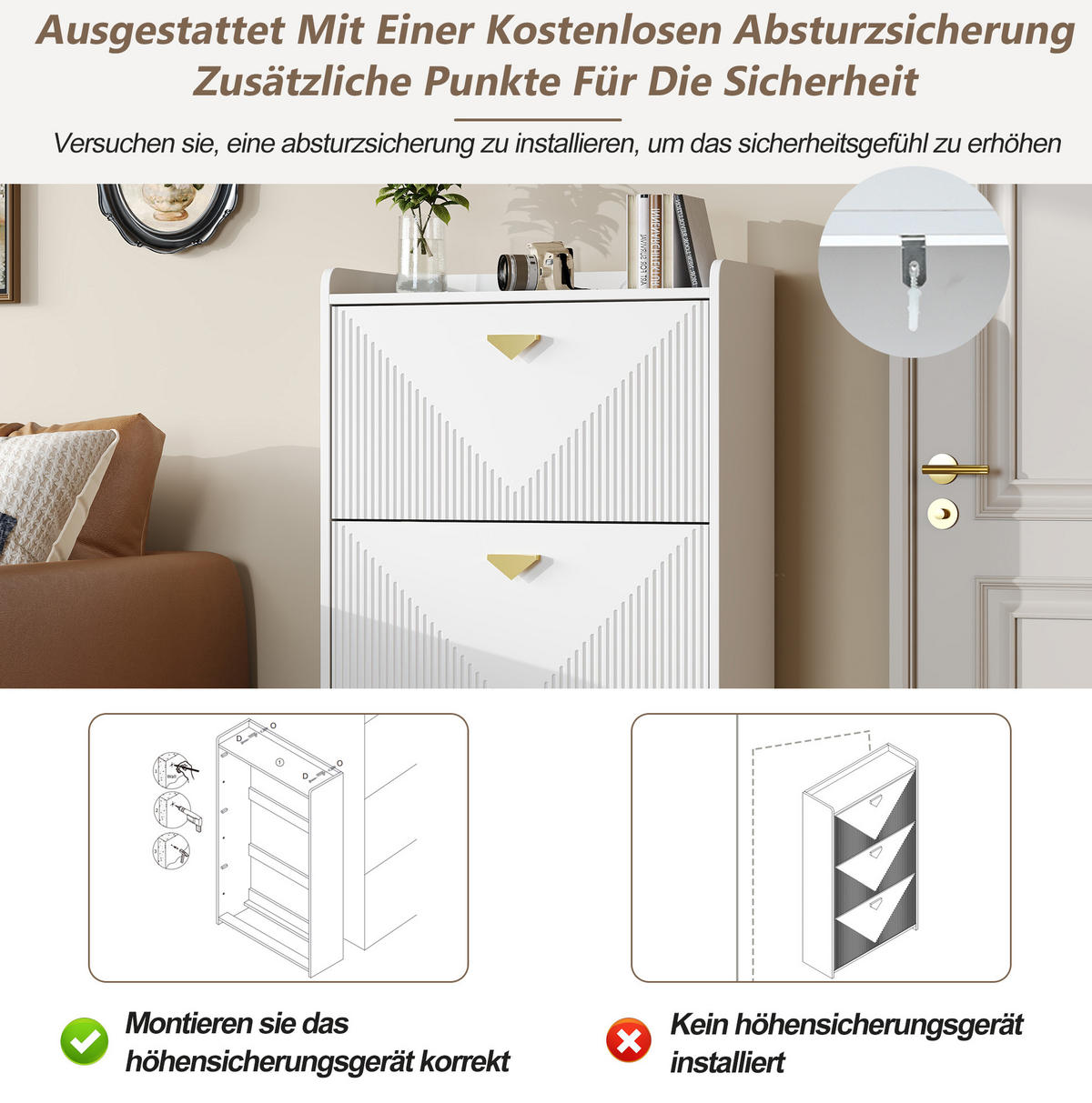 SCHUHSCHRANK 70/30/120 cm mit 3 Klapptüren, verstellbaren Fächern und MDF-Korpus, Weiß - Weiß, Holzwerkstoff (70/120/30cm) - Redom