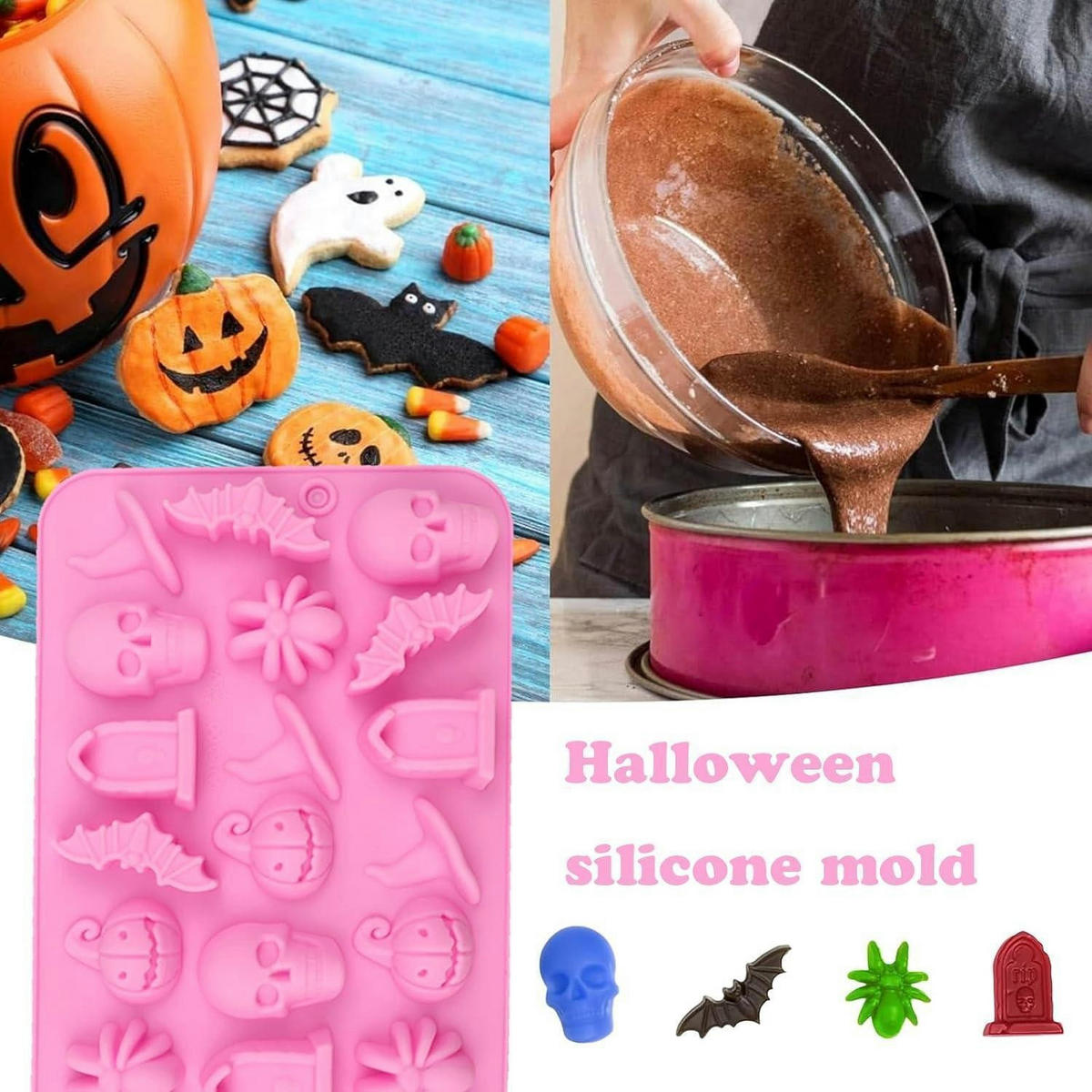 BACKFORM Silikon Halloween 2-teiliges Set - Rosa, Kunststoff