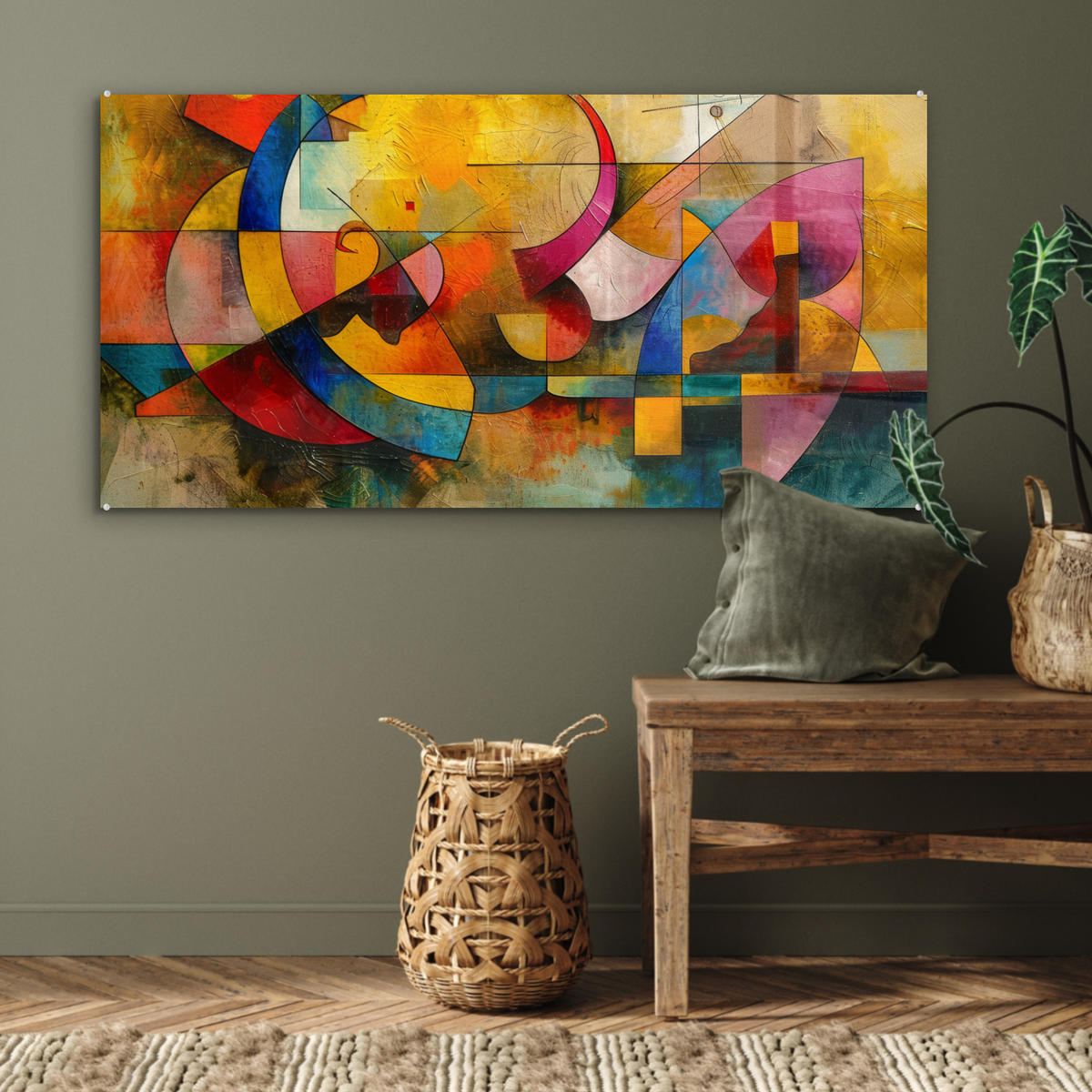 ACRYLGLASBILD Kunst - Abstrakt - Modern 120x60 cm - Gelb, Glas (120/60cm) - MuchoWow