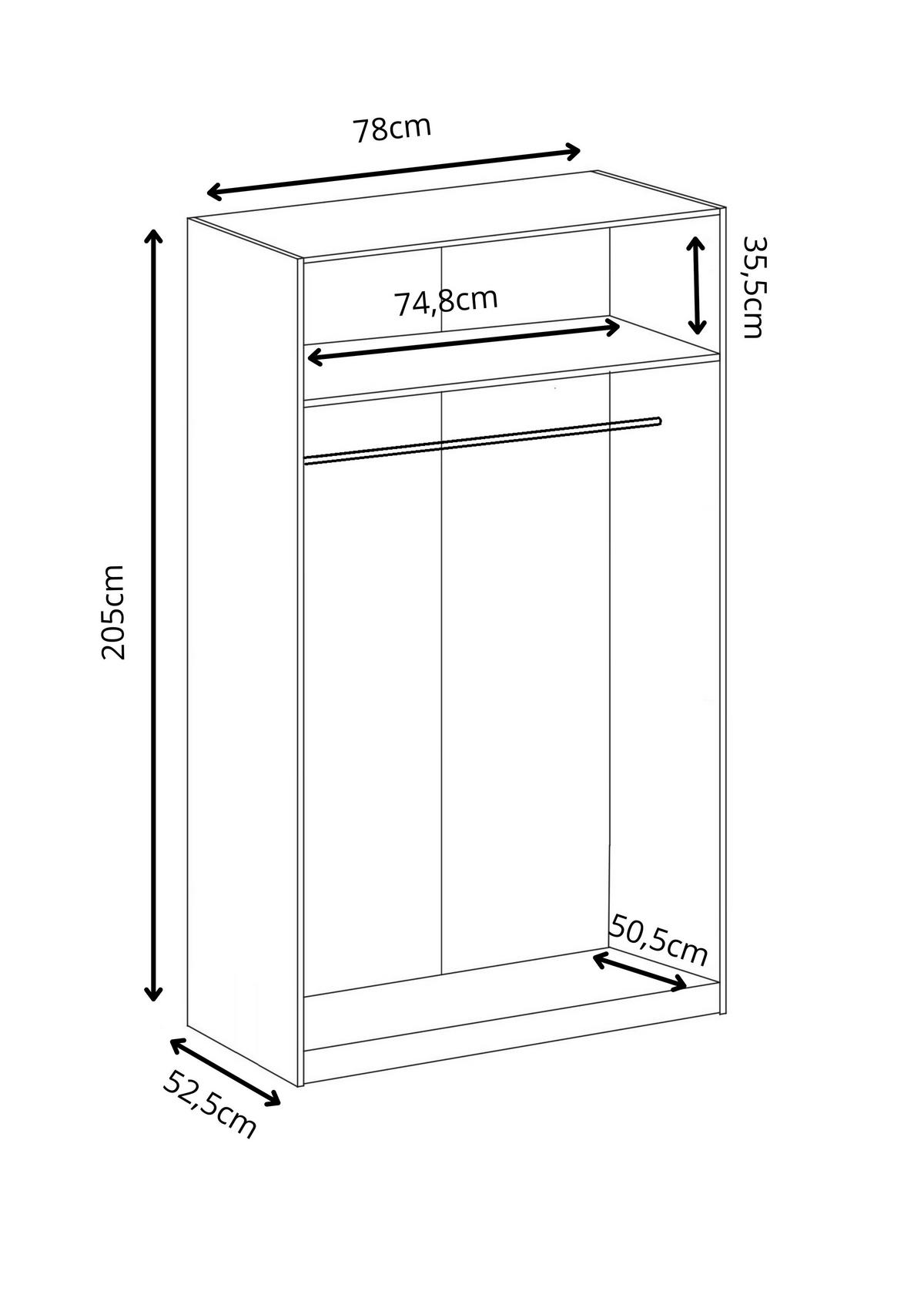 DREHTÜRENSCHRANK GOLD Schwarz - Schwarz, Holzwerkstoff (78/205/52.5cm) - Kier Furniture