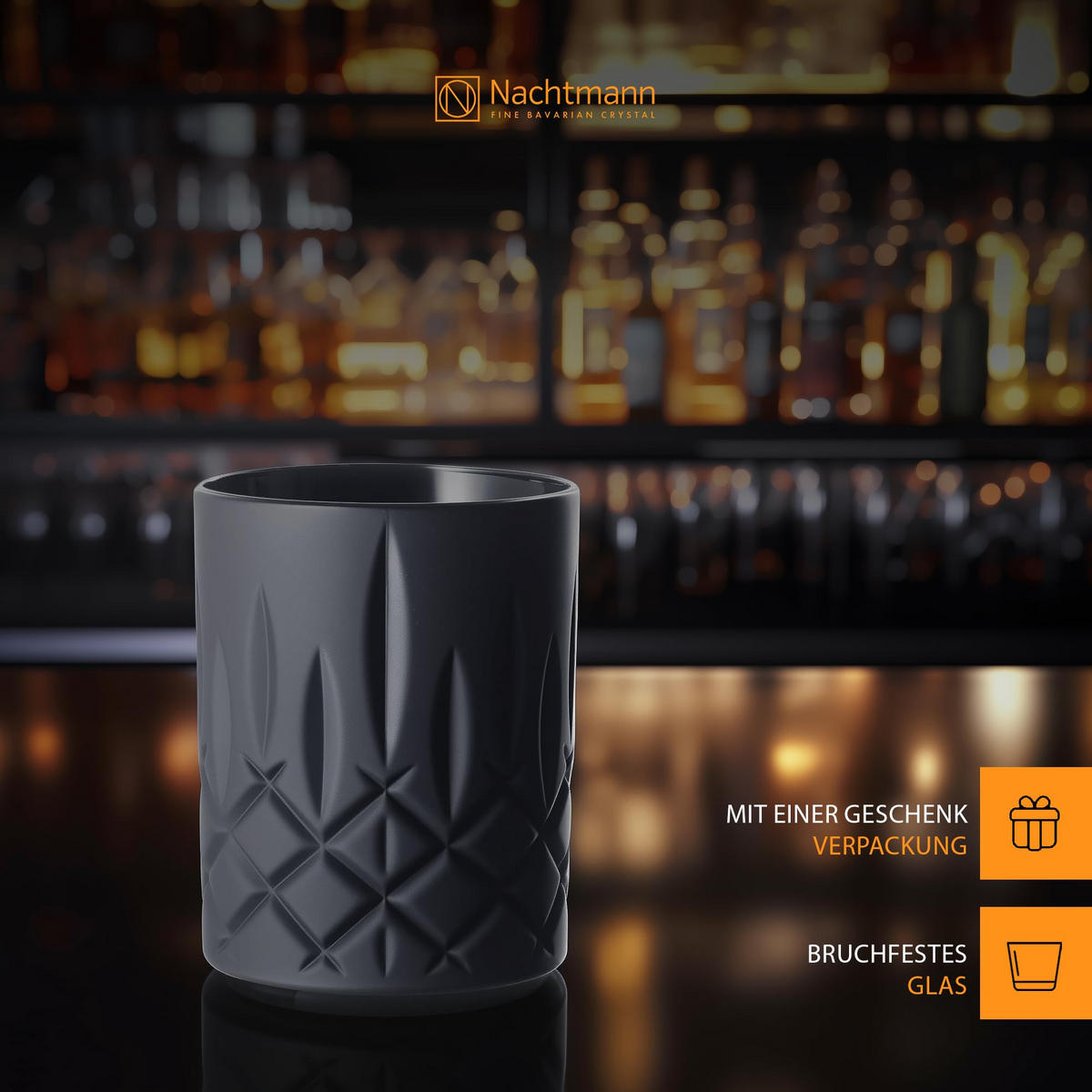 WHISKYGLÄSER Noblesse Black Edition schwarz 295 ml 2er Set - Schwarz, Glas (0.295L) - Nachtmann