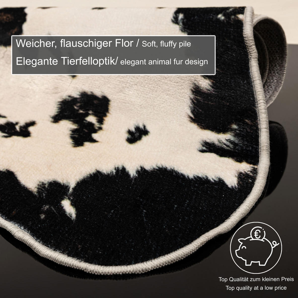 KUNSTFELL-TEPPICH Emilia 70x90 cm - Schwarz, Textil (70/90cm) - Gino Falcone