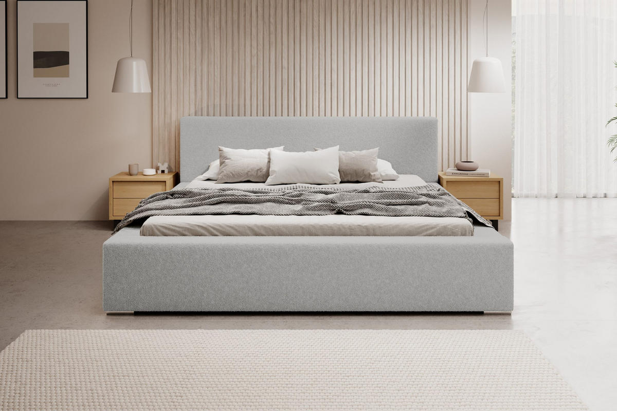 POLSTERBETT Jenne 180x200 cm, Grau - Grau, Textil (180/200cm) - Fedve