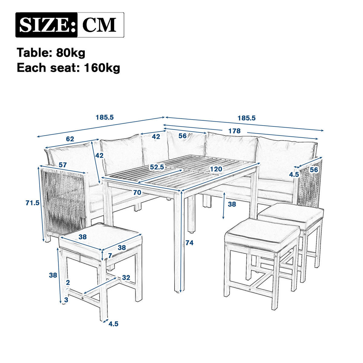 GARTENSET, 7-8 Personen, Polyrattan, Akazientisch, Beige/Natur - Multicolor, Textil - FLIEKS