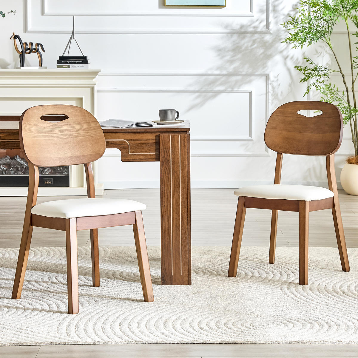 STUHL-SET DE-36737 2 Stück mit ovaler Rückenlehne und Tragegriff Weiß - Weiß, Holzwerkstoff (44/88/50cm) - ComfortXL
