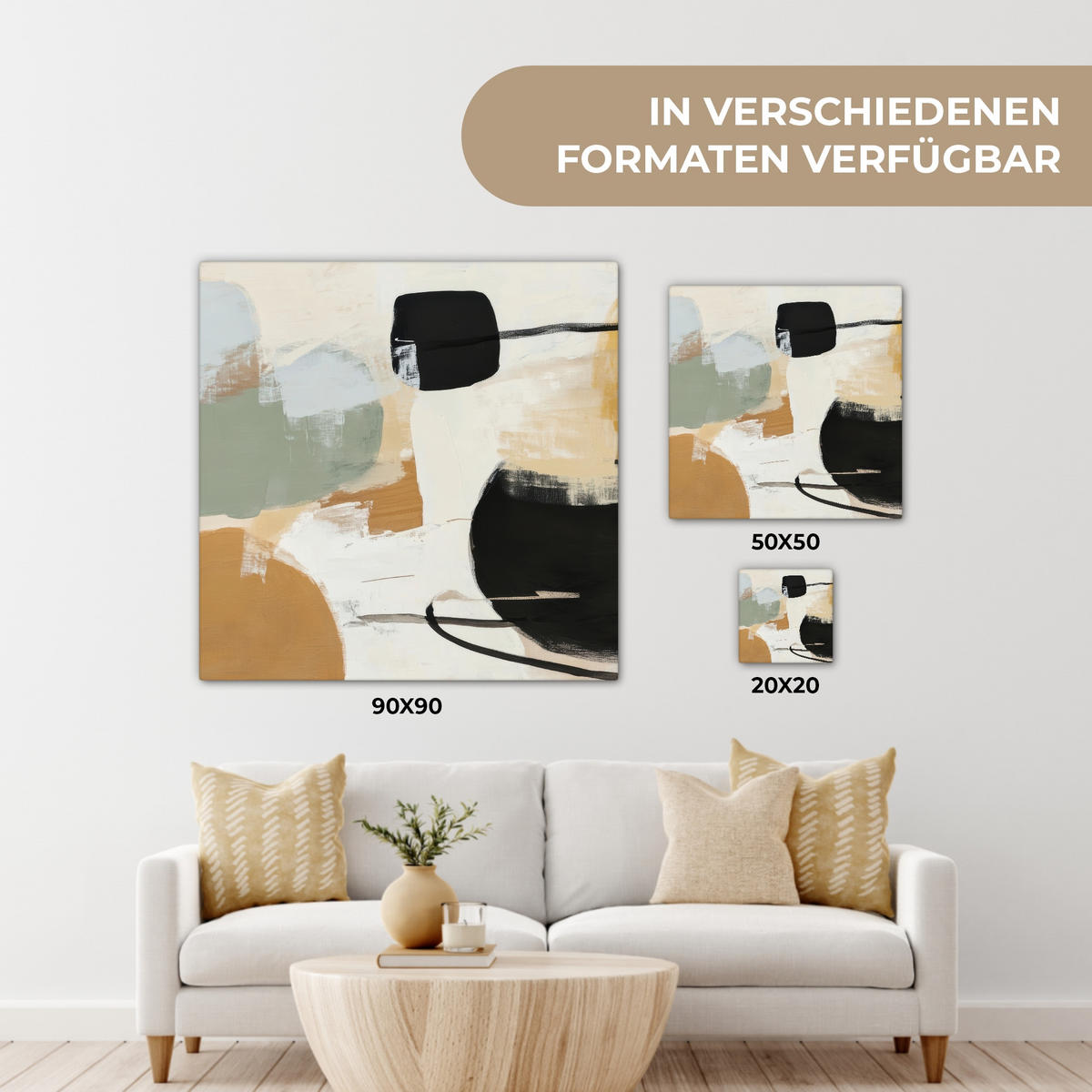 LEINWANDBILD Farbe - Abstrakt - Farben 90x90 cm - Currygelb, Textil (90/90cm) - MuchoWow