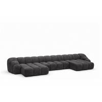 ECKSOFA Modulare U-Form, Veloursstoff Bluvel, Schwarz, CROISSANT U XL - Schwarz, Holz (448/72/190cm) - Kaiser Möbel