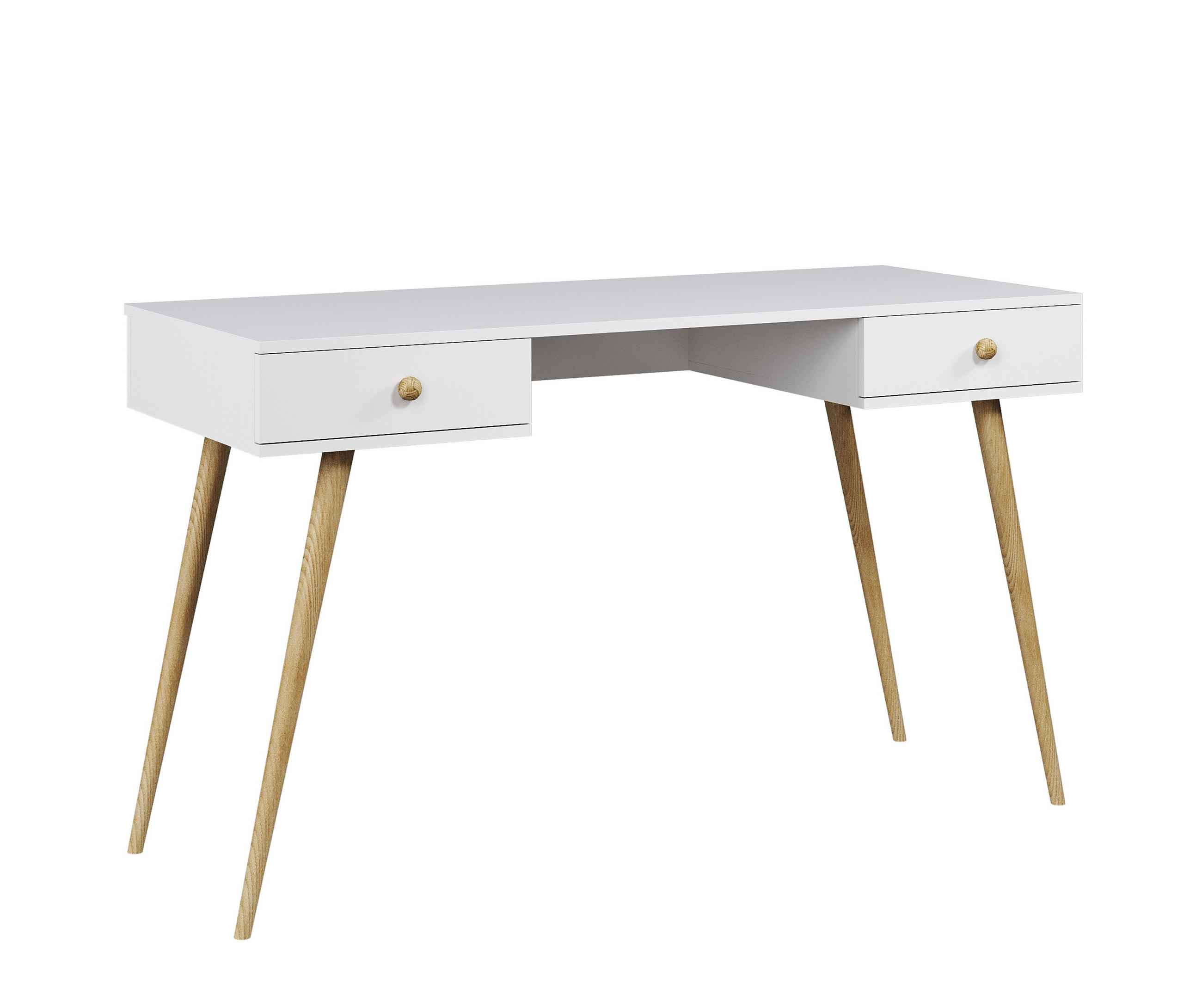 SCHREIBTISCH Weiß Skandinavischer Stil Mit Schubladen - Weiß, Holz (135/135/79cm) - Sepro Meble
