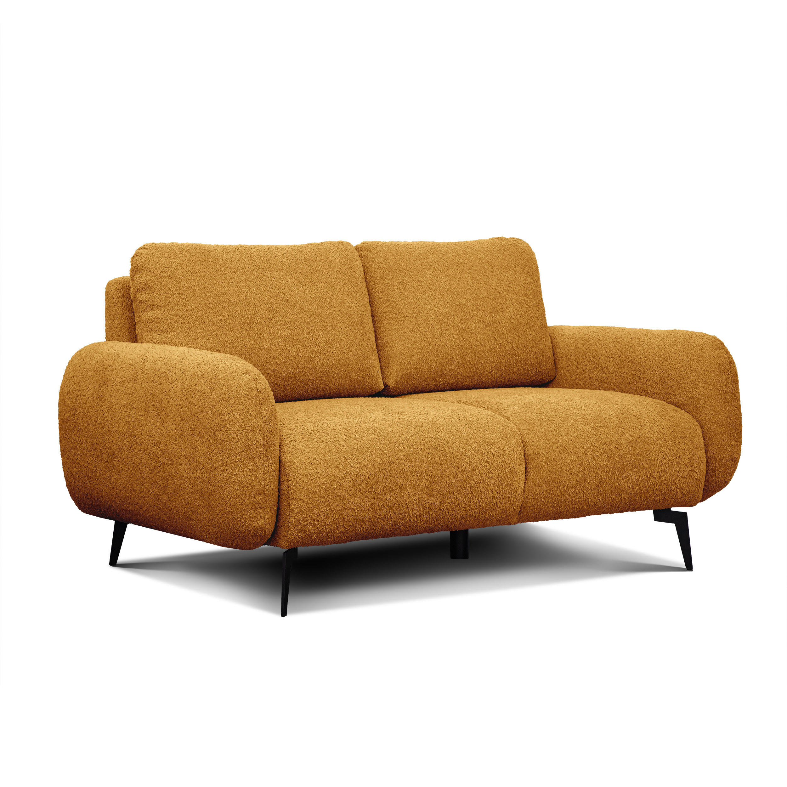 SOFA FEBE 2-Sitzer, senfgelb - Gelb/Schwarz, Holz/Textil (160/82/96cm) - Courtois Laville