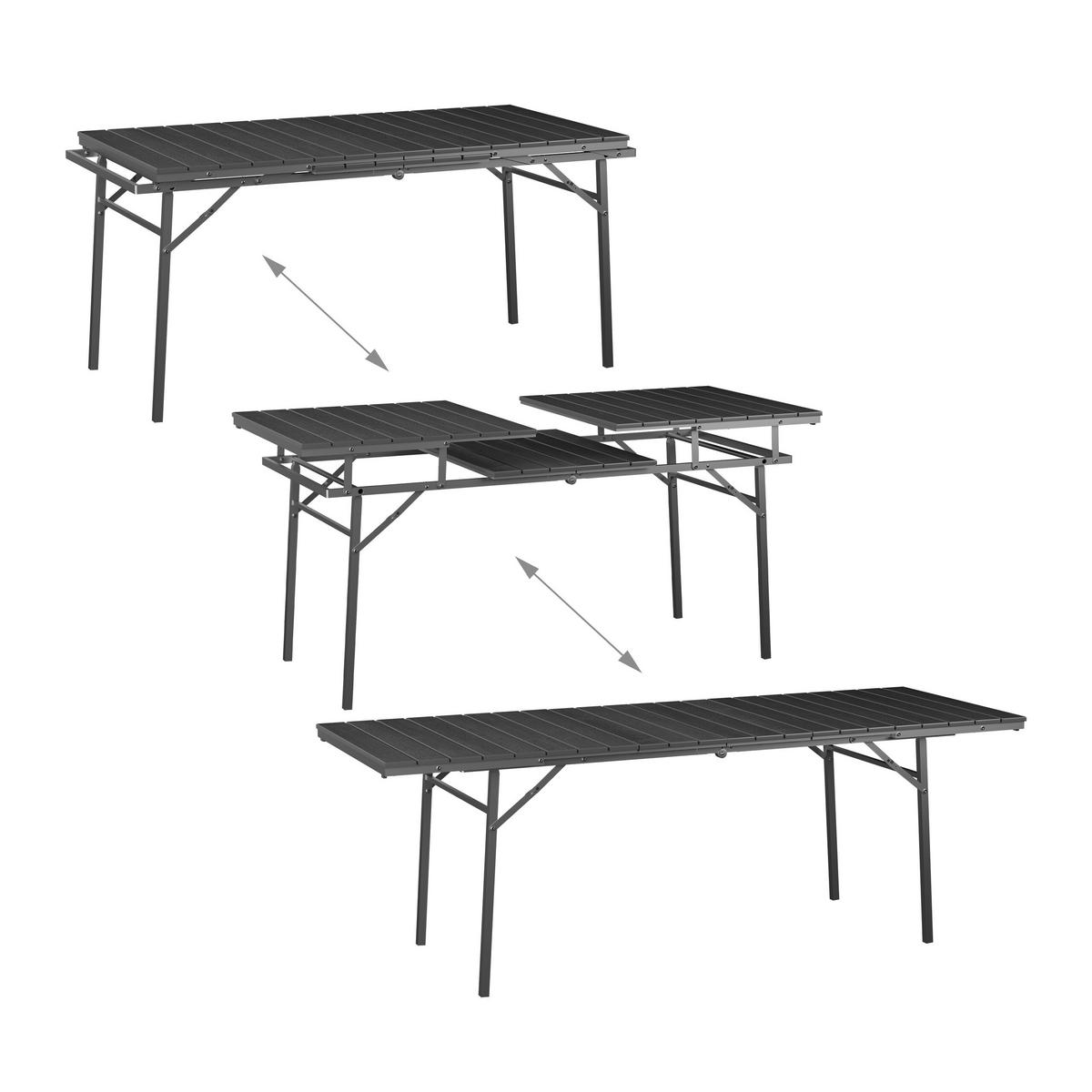 GARTENTISCH - Grau, Kunststoff/Metall (78/166/76cm) - Relaxdays