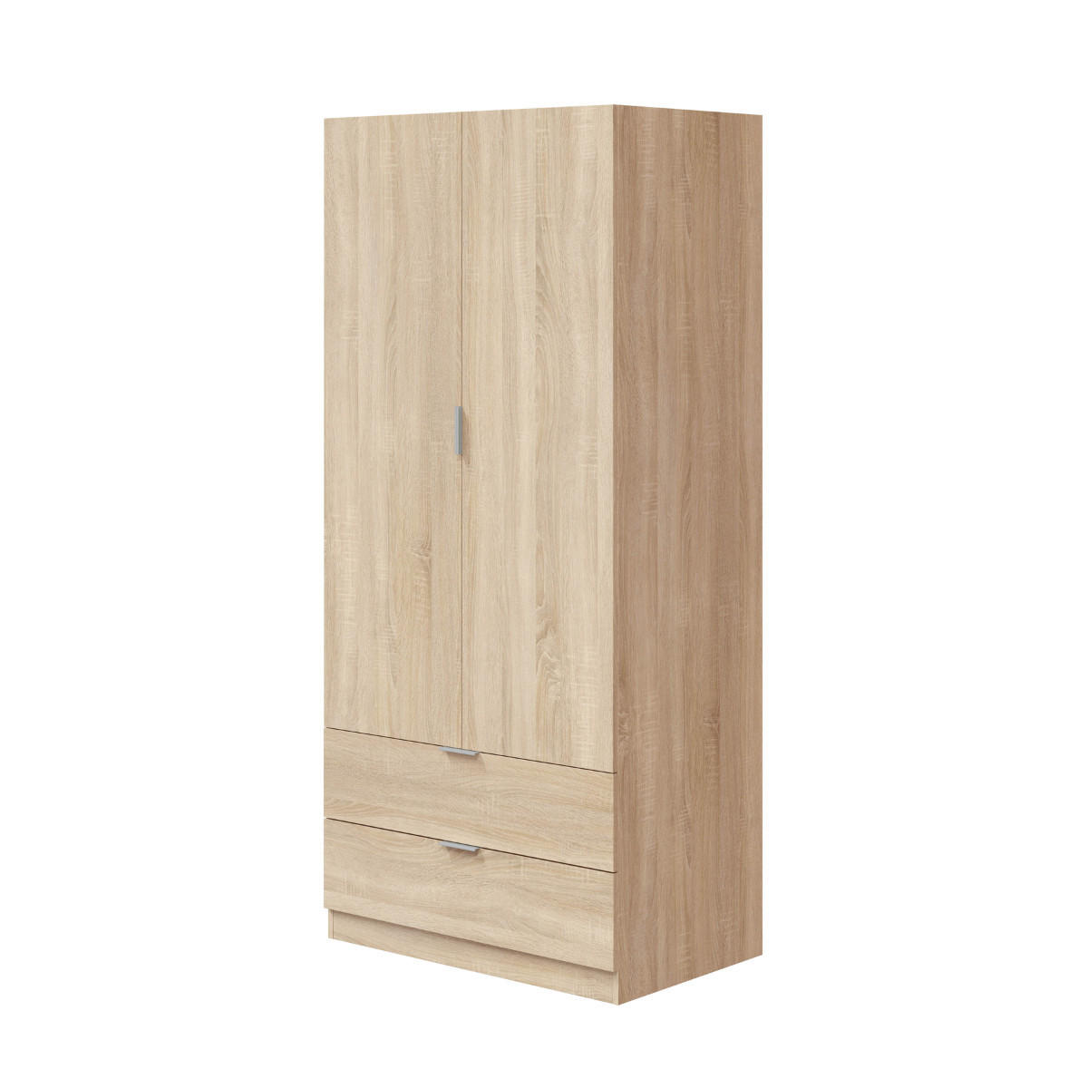 SCHRANK 2 Türen 2 Schubladen 81,2/180/52 cm - Eichefarben, Holzwerkstoff (81.2/180/51cm) - Calicosy