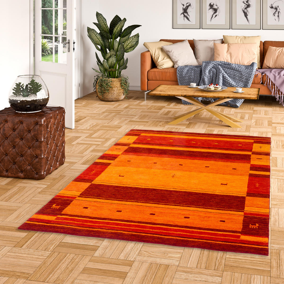 NATUR WOLLE TEPPICH GABBEH ESTA - Rot, Textil (70/300cm) - Pergamon