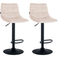 BARHOCKER 2er Set James Samt schwarz beige - Beige/Schwarz, Textil/Metall (43/108.5/46.5cm) - TPFLiving